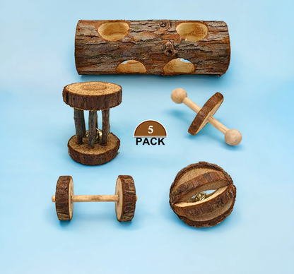 Set de juguetes de madera para hámsteres — ¡Diversión natural y sana!