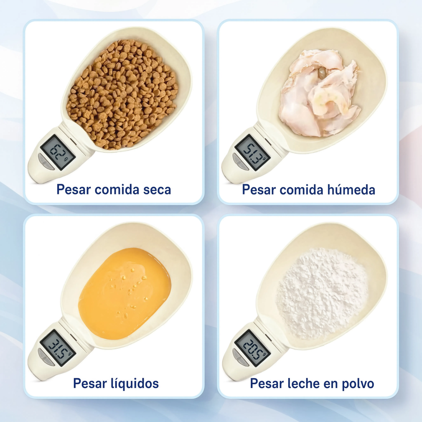 Báscula para comida de mascotas con pantalla LCD
