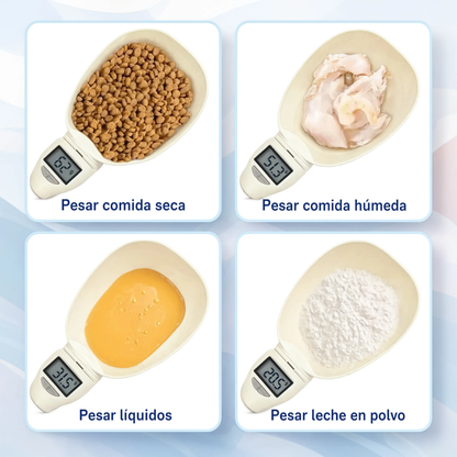 Báscula para comida de mascotas con pantalla LCD