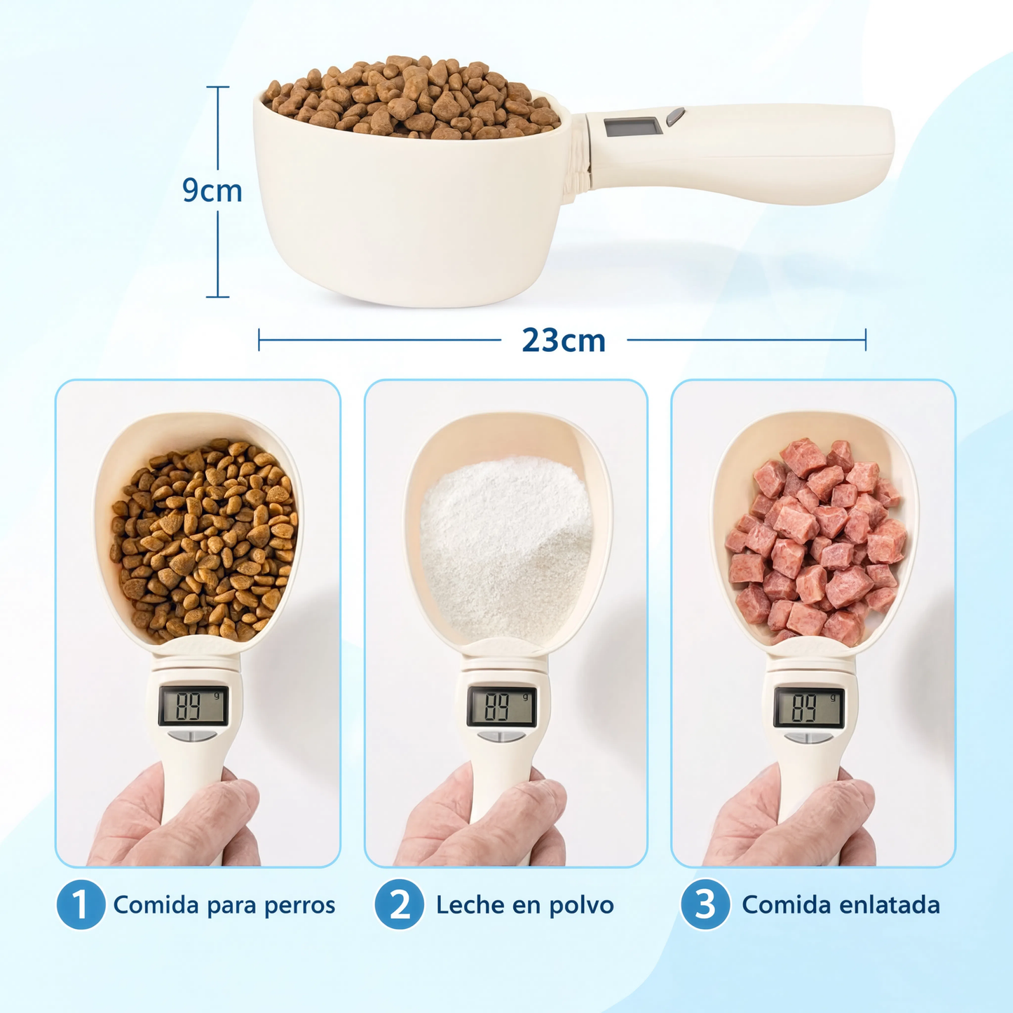 Báscula para comida de mascotas con pantalla LCD