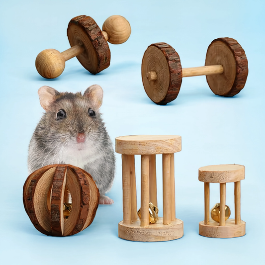 Set de juguetes de madera para hámsteres — ¡Diversión natural y sana!