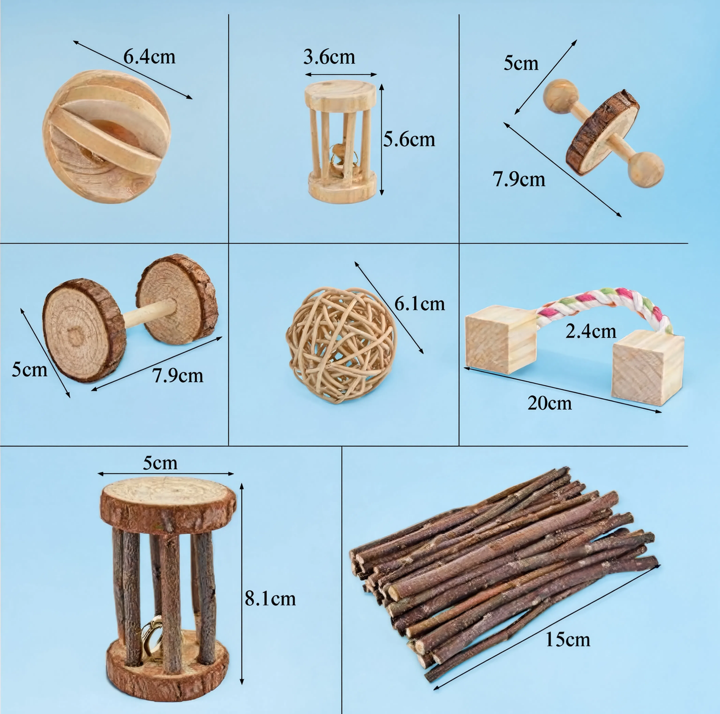 Set de juguetes de madera para hámsteres — ¡Diversión natural y sana!
