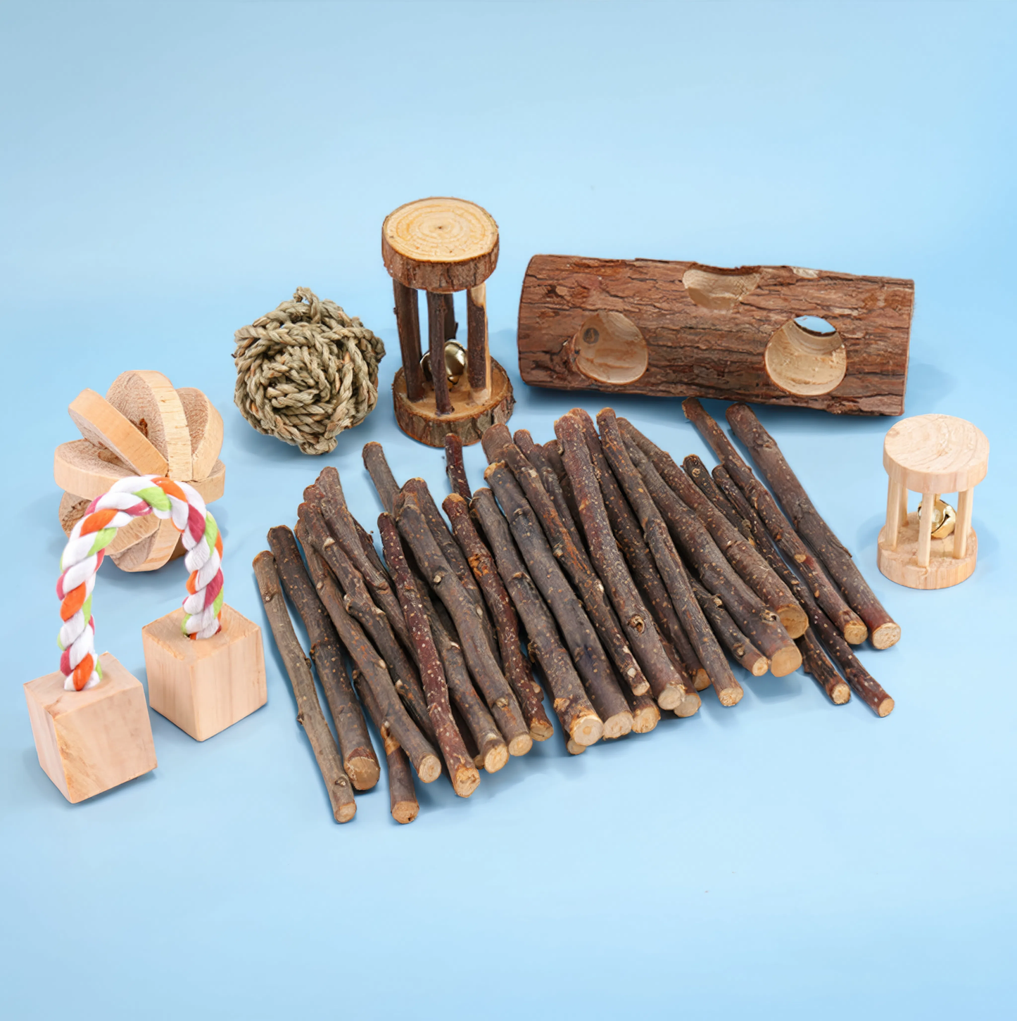 Set de juguetes de madera para hámsteres — ¡Diversión natural y sana!
